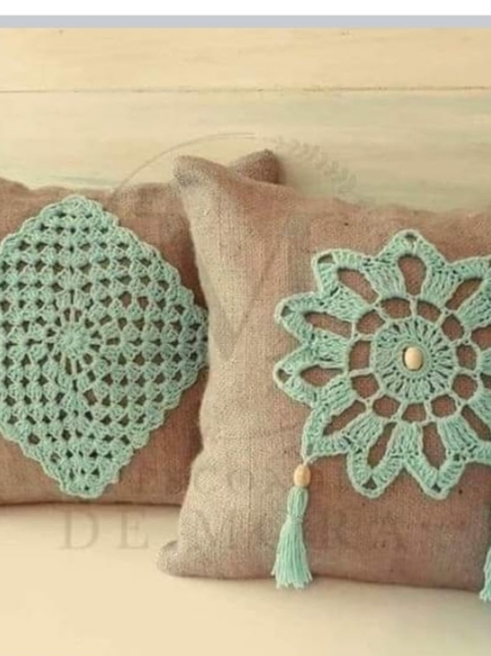 Crochet Accent Pillow in Mint